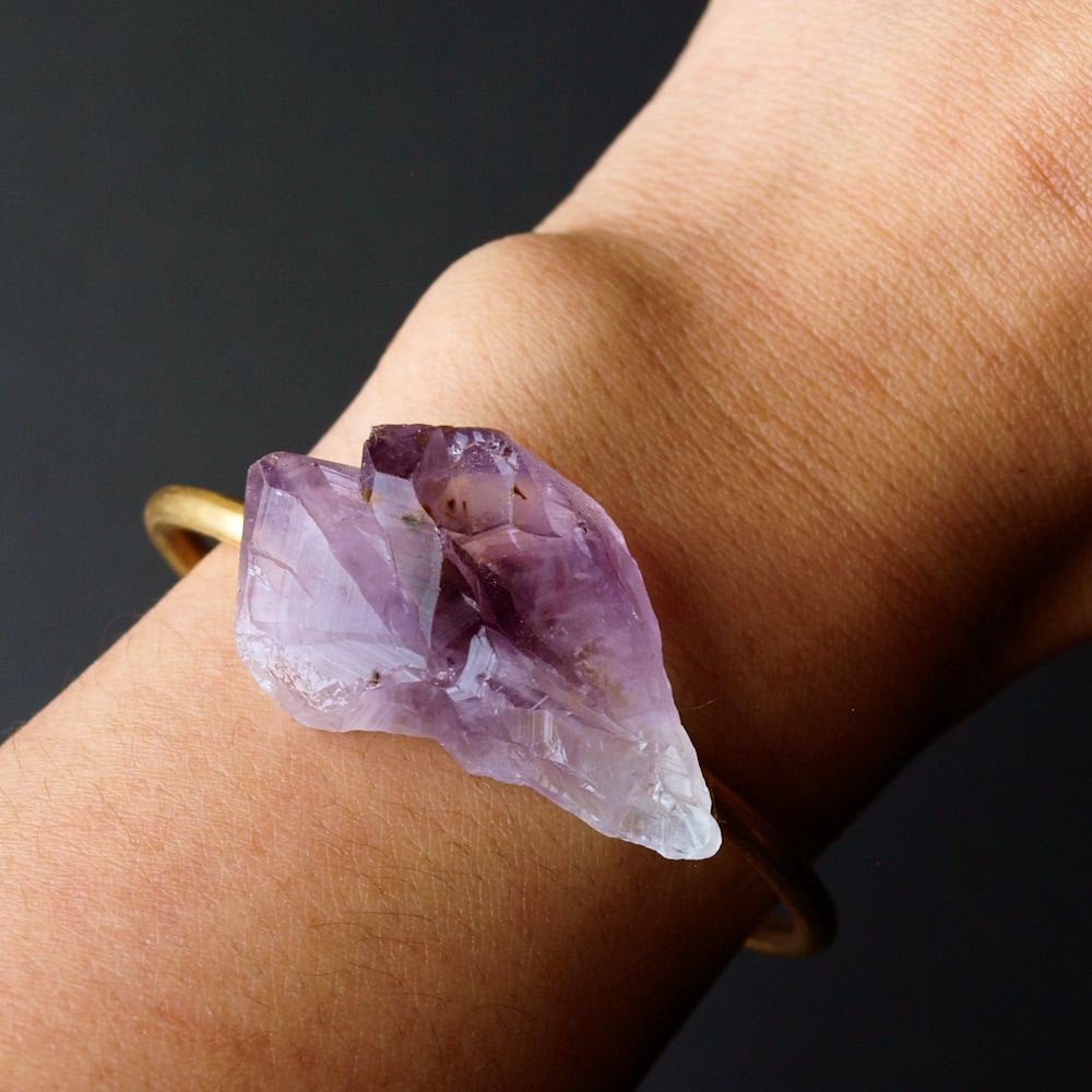 Raw Amethyst Bangle Amethyst Bracelet Hecatonic